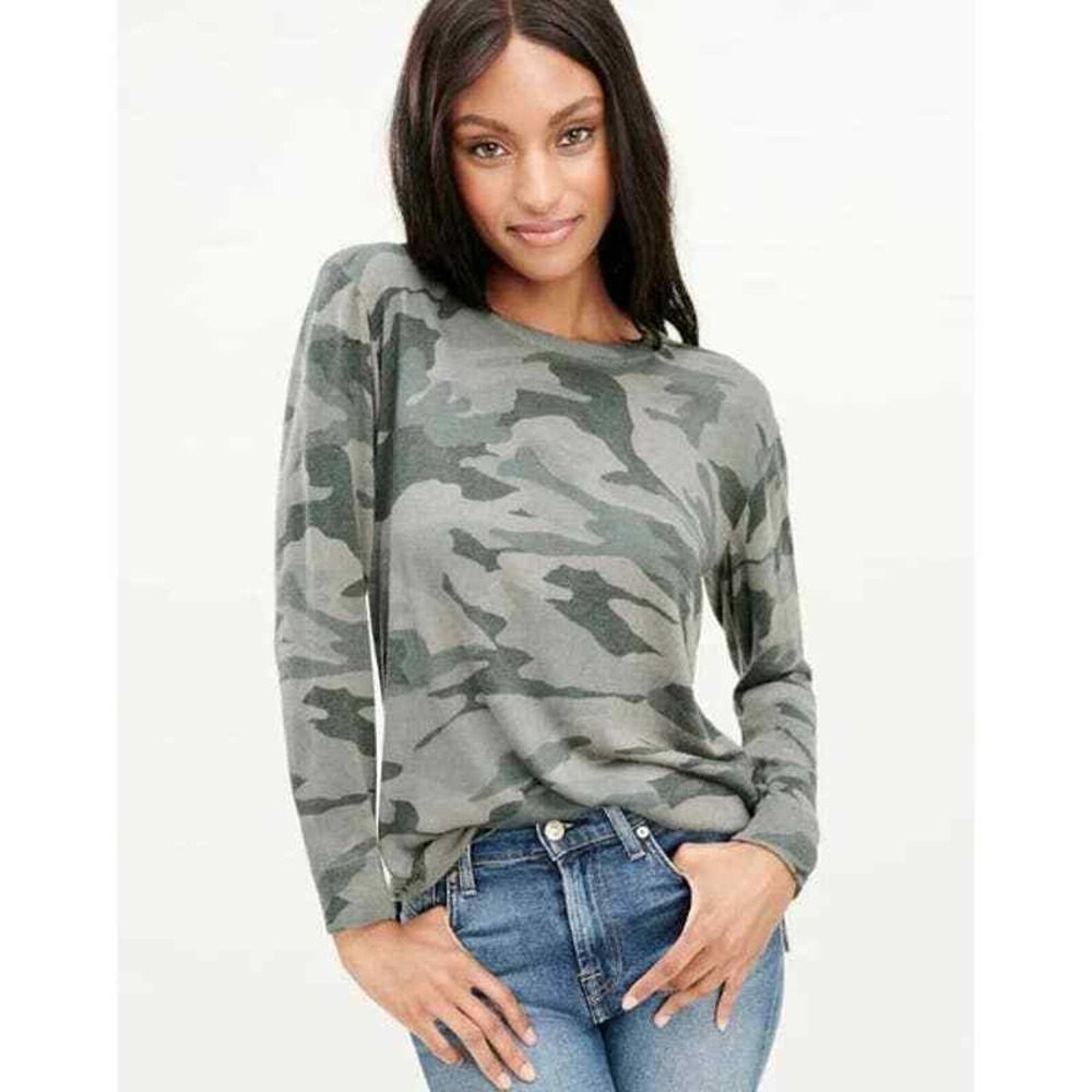 SPLENDID Camo Flynn Sweater in Vintage Olive Branch Lightweight Size S
